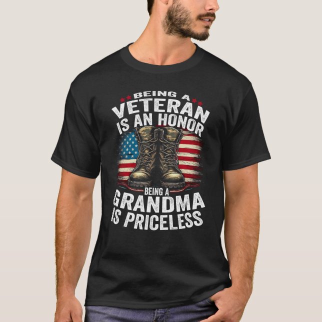 Camiseta Ser um Veterano é uma bandeira honrosa-americana (Frente)