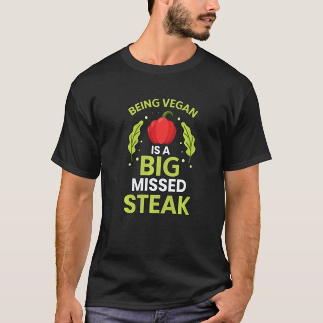 Camiseta Ser Vegano É Um Grande Bife Perdido (Frente)