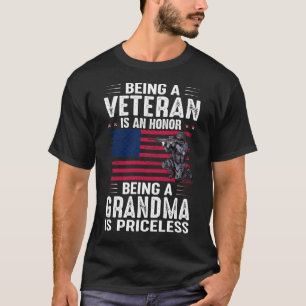 Camiseta Ser Veterano É Uma Honra Ser Um GRANDMA É Primo