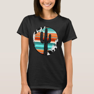 Camiseta Serape ocidental boho Country Cowgirl Couro de Vac