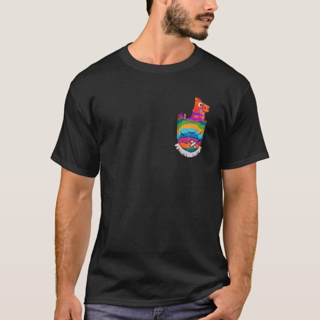 Camiseta Serape Pocket Pinata Mexicana Funny Fiesta Cinco D (Frente)