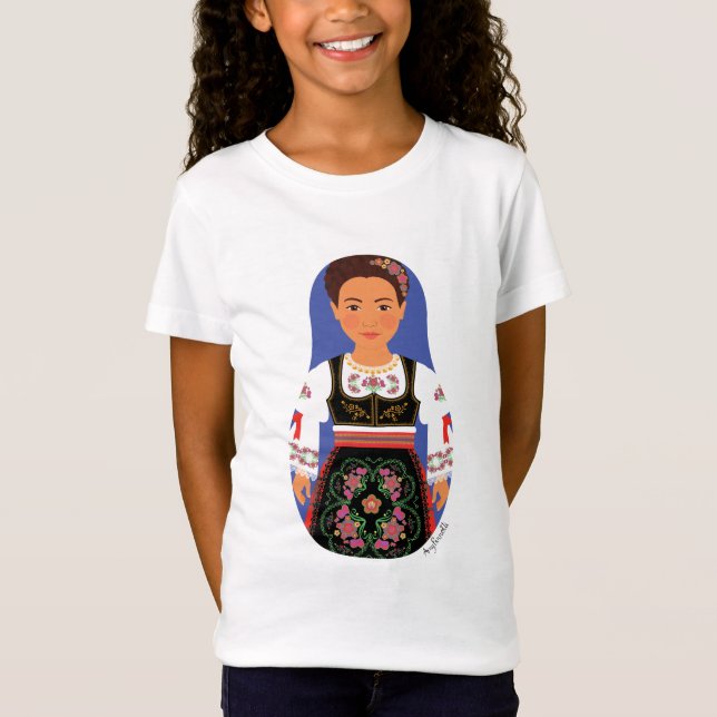 Camiseta Serb Brunette Matryoshka Girls' (Frente)