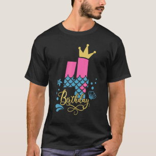 Camiseta Sereia 4º Aniversário B Garota de 4 Anos Raparigas