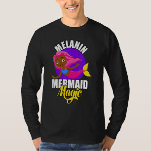 Camiseta Sereia Afro-Americana Melanina é Magia Garotas Ki