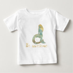 Camiseta Sereia Água Dourada Brilho Incrível