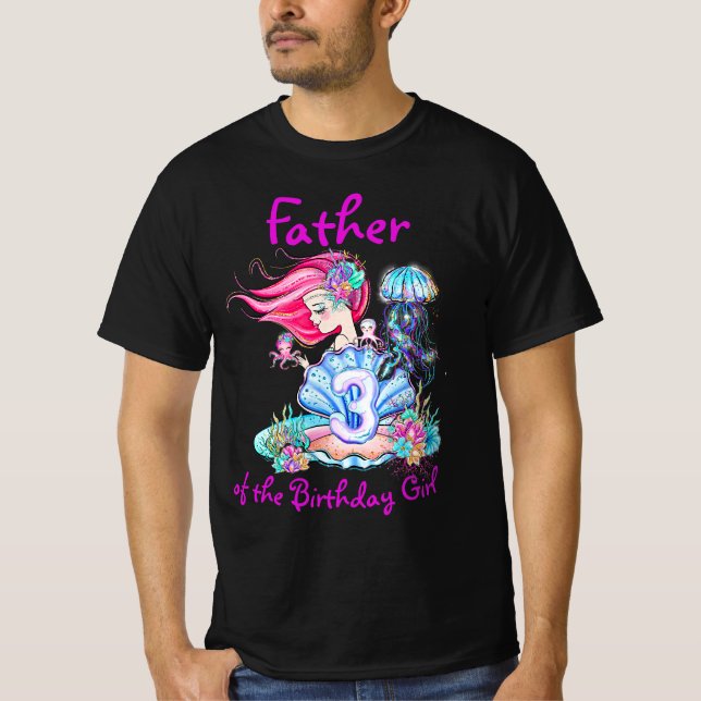 Camiseta Sereia aniversário de 3 anos Change Edit Text Pers (Frente)