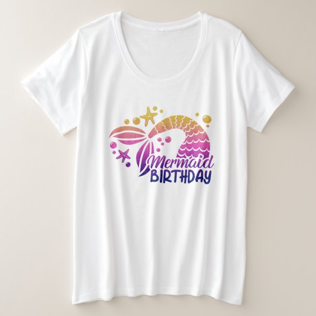 Camiseta Sereia Aniversário Mais T Tamanho (Frente do Design)