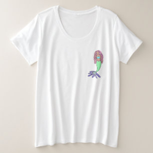 Camiseta sereia arco-íris rosa azul roxo verde preto encara