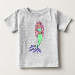 Camiseta sereia arco-íris rosa azul roxo verde preto encara