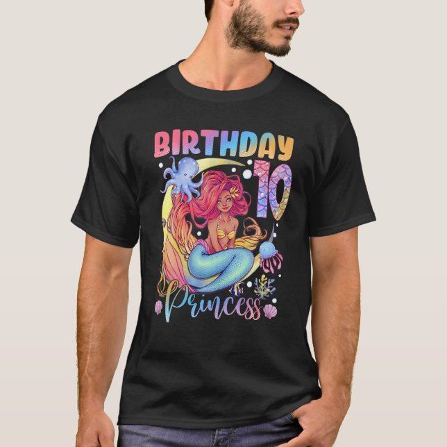 Camiseta Sereia Birthday Girl 10 Anos 10º Aniversário P (Frente)