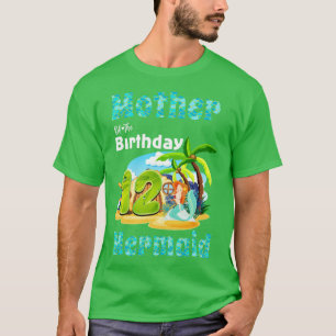 Camiseta Sereia Bonita Mãe Do Aniversário Da 12
