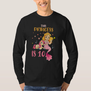 Camiseta Sereia Bonito Com 10 Anos De Idade Do Nascer De Na