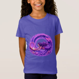 Camiseta Sereia Buscadora de Pérola Roxa Arte de Onda Fanta