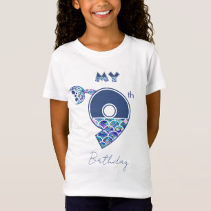 Camiseta Sereia Colorida Escala Meninas Nono Aniversário