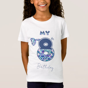 Camiseta Sereia Colorida Escala Pequenas Meninas 8º Anivers