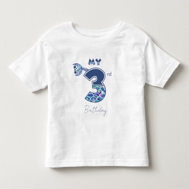 Camiseta Sereia Colorida Escala Pequenas Meninas aniversári (Frente)