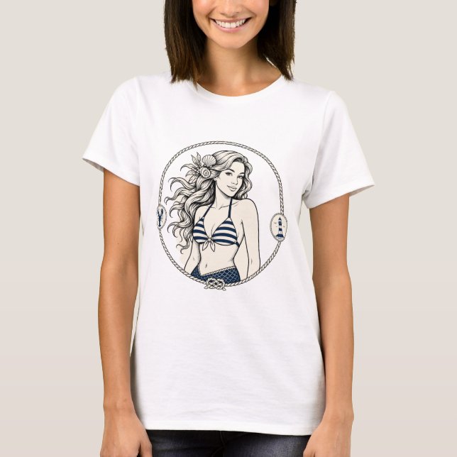 Camiseta Sereia Com Lagostas (Frente)