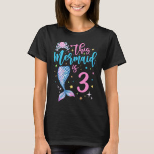 Camiseta Sereia de 3 anos Rainha aniversário de 3 anos 3 B
