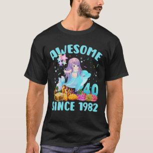 Camiseta Sereia De 40 Anos Incrível Desde 1982 40º Nascim