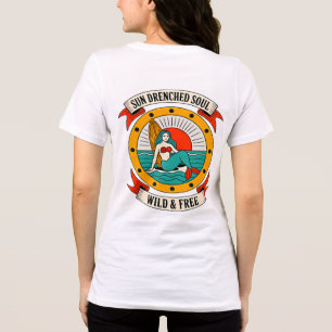 Camiseta Sereia de Alma Ensolarada Arte Oceânica Selvagem