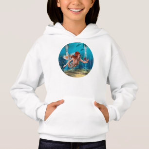 Camiseta Sereia de Cabelo Vermelho Arte de Fantasia Subaquá