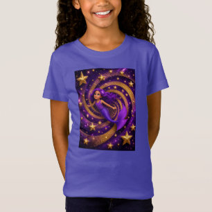Camiseta Sereia de Estrela Dourada Roxa Ilusão Óptica Fan
