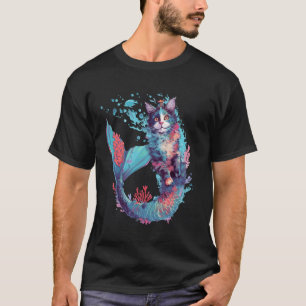Camiseta Sereia de Gato Fantasioso Subaquático