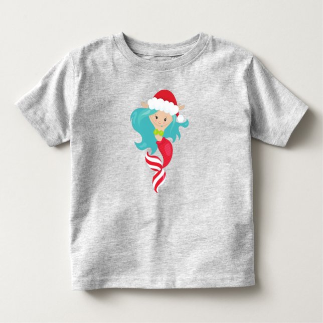 Camiseta Sereia de Natal, Santa Hat, Xmas, Ano Novo (Frente)