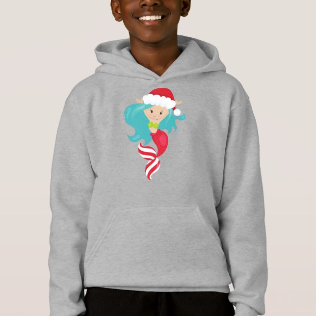 Camiseta Sereia de Natal, Santa Hat, Xmas, Ano Novo (Frente)