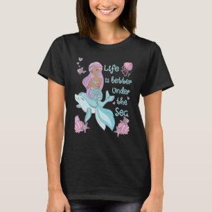 Camiseta Sereia Debaixo do Mar Desenho Fofo do Oceano