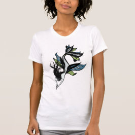 Camiseta Sereia Desenhando Linda Tinta Verde Azul