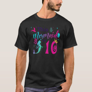 Camiseta Sereia Do 10.º Aniversário É Para Meninas De 10 An