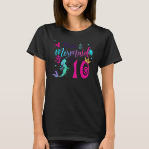Camiseta Sereia Do 10.º Aniversário É Para Meninas De 10 An
