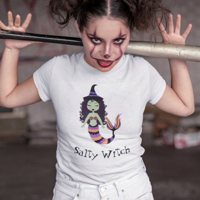 Camiseta Sereia do Halloween das Bruxas Salty (Criador carregado)