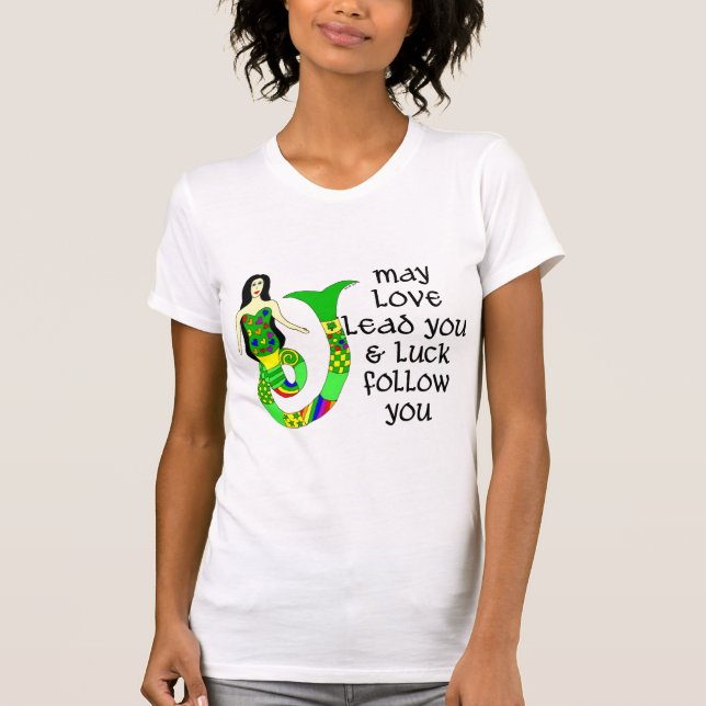 Camiseta Sereia do irlandês do amor & da sorte (Frente)