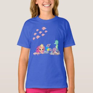 Camiseta Sereia e Axolotl