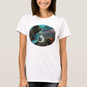 Camiseta Sereia e golfinho sob o mar