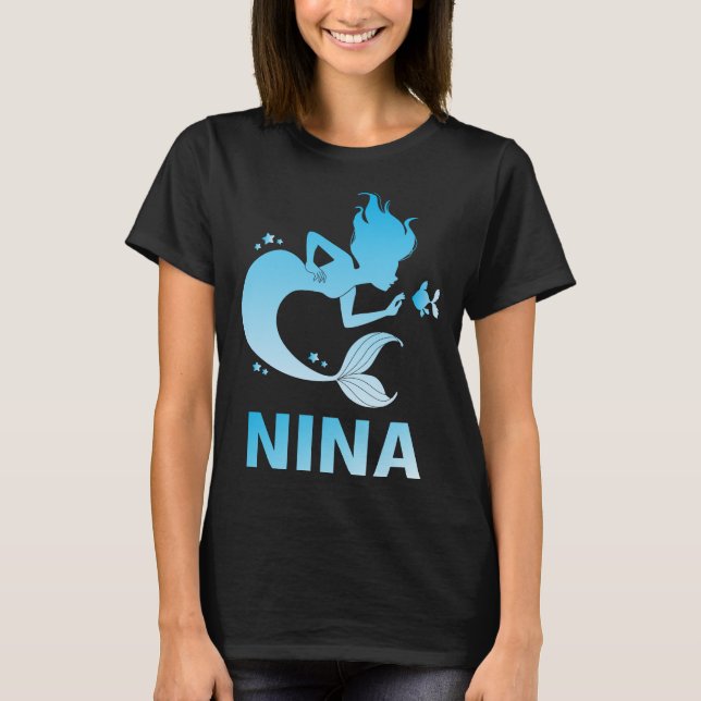 Camiseta Sereia Feliz - Nome Nina (Frente)