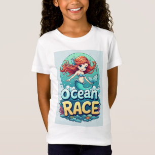 Camiseta Sereia Fofa Corrida Oceano Diversão Infantil 🧜‍♀️