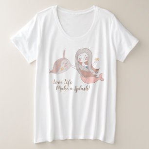 Camiseta Sereia Fofa 'e Narval Personalizáveis