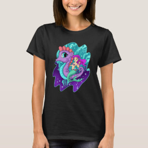 Camiseta Sereia Fofa Em Cavalo Marinho Sirenes Criatura Aqu
