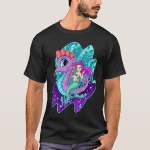 Camiseta Sereia Fofa Na Criatura Aquática De Sirenes Cavalo