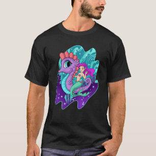 Camiseta Sereia Fofa Na Criatura Aquática De Sirenes Cavalo