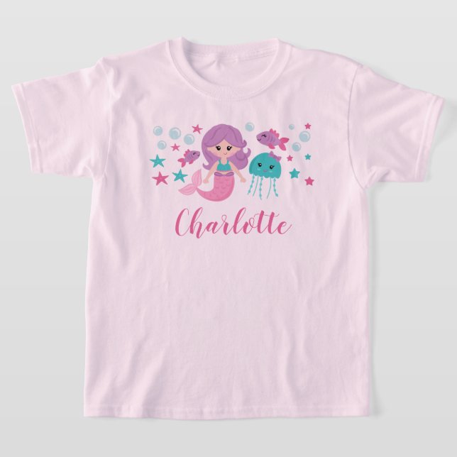 Camiseta Sereia Fofa Personalizada Menina (Postura )