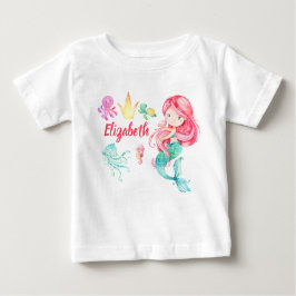 Camiseta Sereia Fofa Personalizada Sob O Mar Aniversário