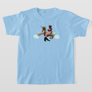 Camiseta Sereia gato Arco-íris e Unicórnio