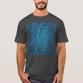 Camiseta Sereia Gira Com Padrão Azul De Mármore