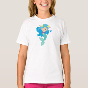 Camiseta Sereia Gira, Pequena Sereia, Fécula, Cabelo Azul
