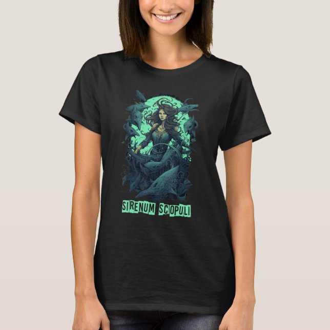 Camiseta Sereia Gótica Mística Sirenum Scopuli (Frente)
