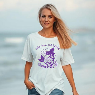 Camiseta Sereia Havaiana-Salty, Sassy e Roxo Splashy